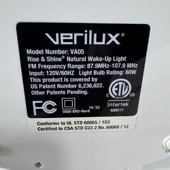 Verilux Rise & Shine Natural Wake-up or Sleep Light & Sound Lamp / Sound Machine - Picture 7 of 7